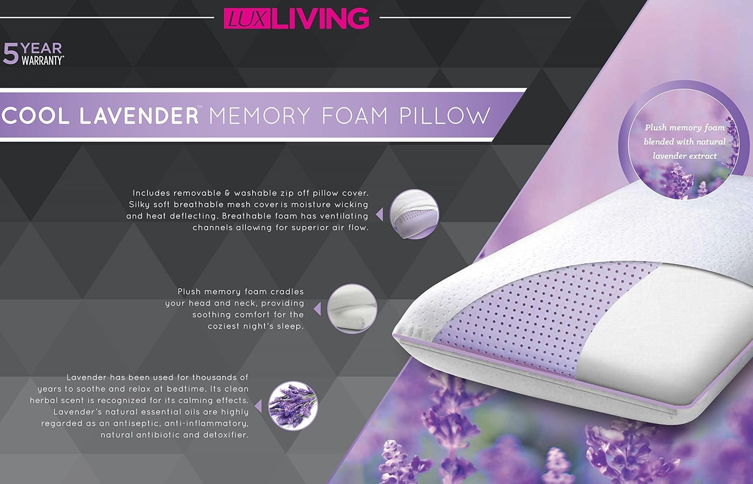 Home Furniture Diy Lux Living Lavender Scented Memory Foam