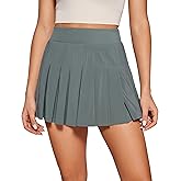 CRZ YOGA Cute Pleated Skirts for Women High Waisted Tennis Golf Skorts with Pockets Casual Athletic Workout Skater
