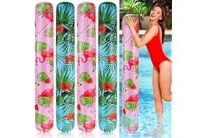 Karenhi 4 Pcs 50 Inch Jumbo Pool Noodle Hawaii Swimming Pool Floats Palm Leaves Tropical Inflatable Pool Noodles Giant Water Floating Noodles for Adult Water Game Pool Beach Hawaiian (Flamingo)