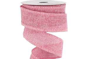 MIDI RIBBON MEEDEE Pink Burlap Ribbon 1.5 Inch Pink Wired Ribbon Light Pink Burlap Ribbon Wired Baby Pink Ribbon for Baby Shower, Crafts, Wreath, Wedding, Gift Wrapping, Garland, Bows Making, Swag (10 Yards)