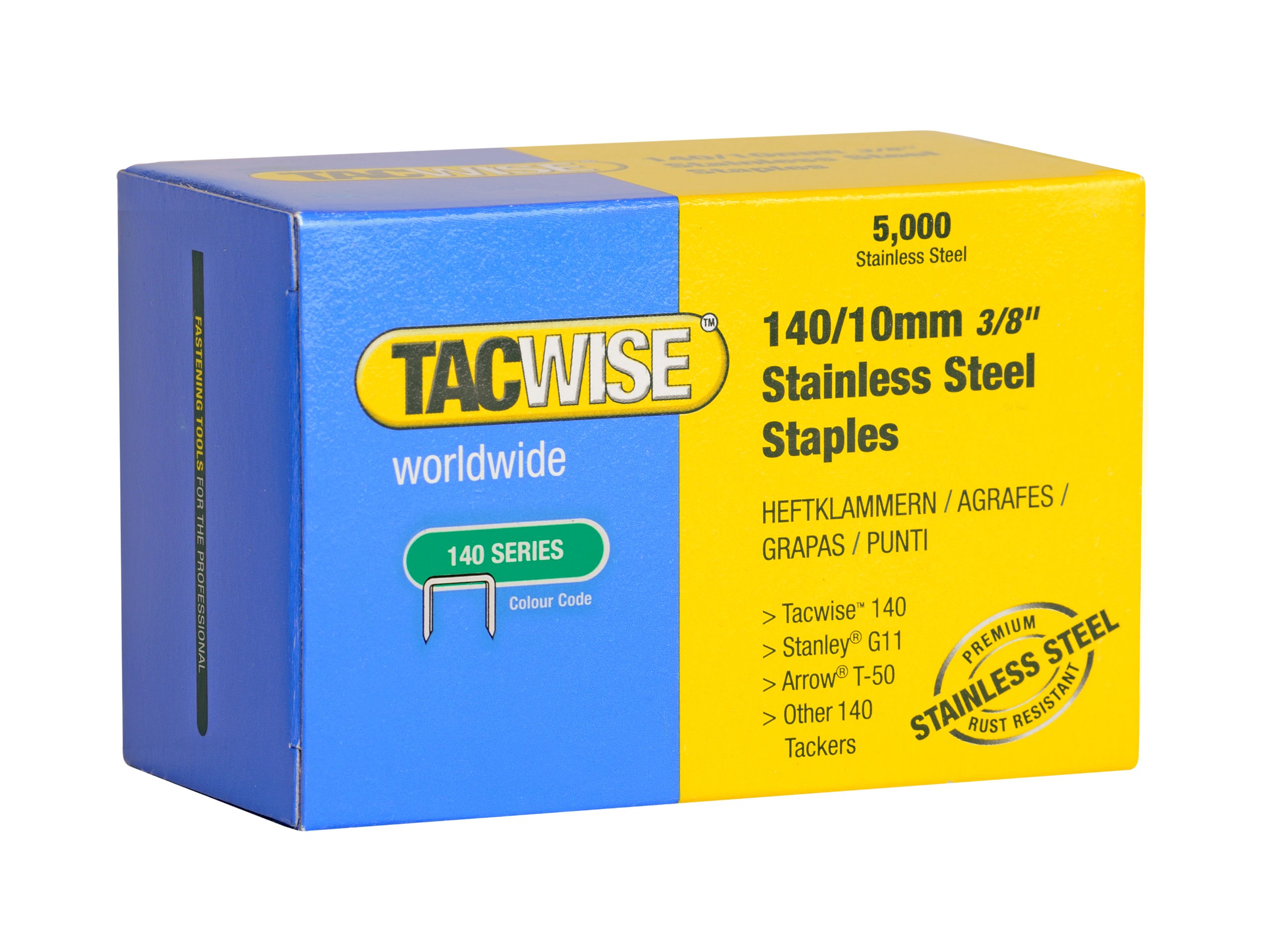 Tacwise 0477 Type 140/10mm Heavy-Duty Stainless Steel Staples, Pack of 5000