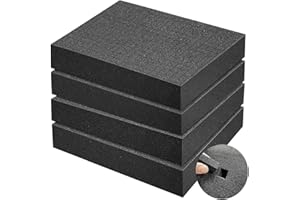 OWOKISO Pick and Pluck Foam Inserts for Cases – 16"x12"x2" Cuttable Case Foam Padding for Gun Case, Tool Box, Camera, DIY Storage Protection (4 Pack, Black)
