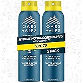 Oars + Alps Face & Body Broad Spectrum Sunscreen Spray |Fast-Absorbing, Lightweight, Non-Greasy, Hawaii Reef Act 104 Compliant, Water-Resistant, Octinoxate + Oxybenzone Free, SPF 70, 6 Oz, 2pk