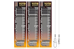 YOTO 10/20 Pcs Fluorocarbon Fishing Leaders with Swivel and Snap, 100% Fluorocarbon Wire for Saltwater & Freshwater Fishing, Ideal for Catching Bass, Trout, Pike, and More.
