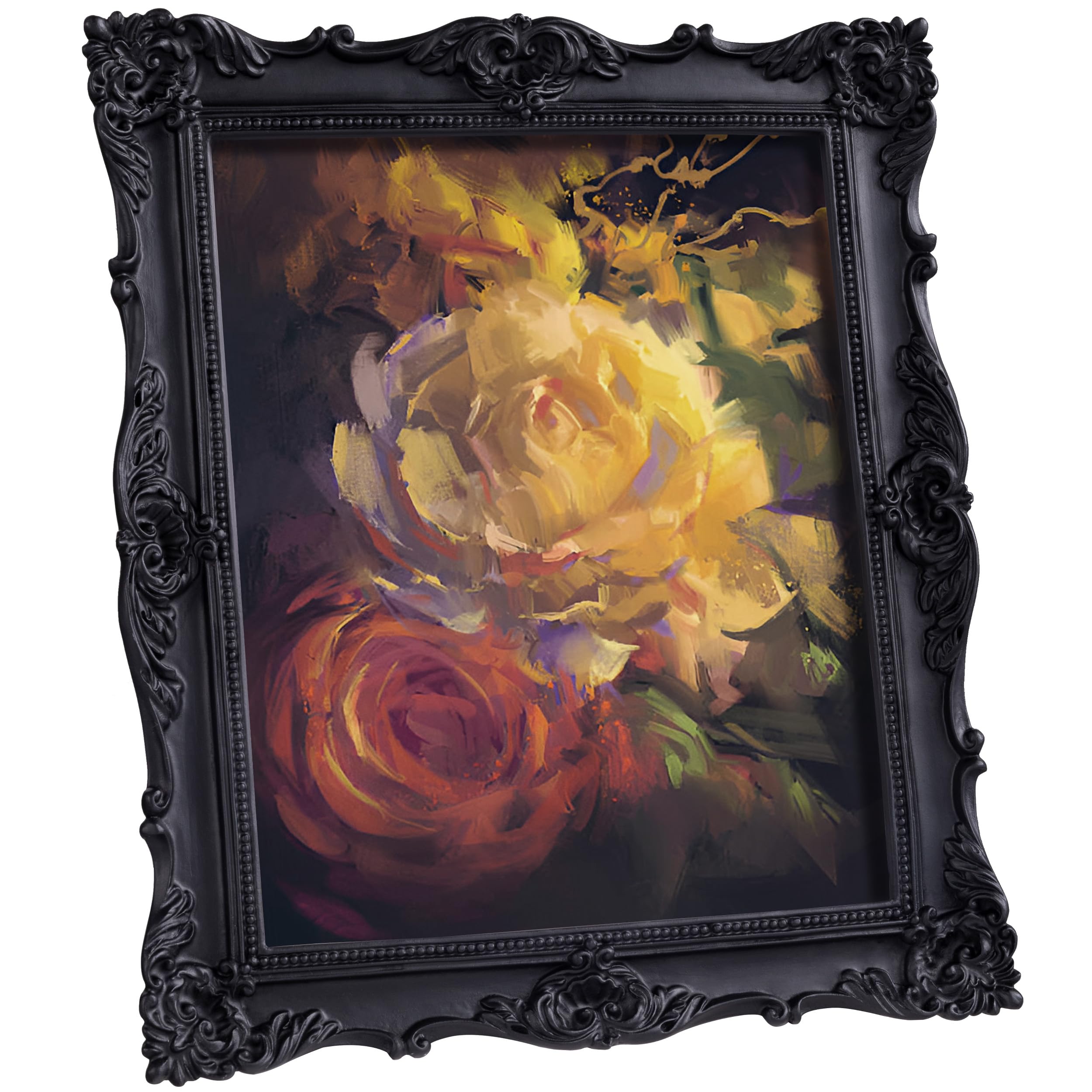 Photo 1 of eletecpro 8x10 Vintage Picture Frame with Real Glass Cover, Ornate Antique Photo Frame, Display 8x10 Picture for Tabletop or Wall Hanging Horizontal & Vertical, Black Home Decor for Gallery Art