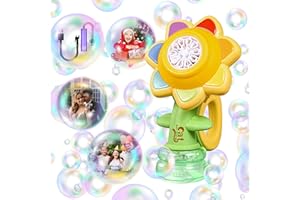 DALI ENERGY CAT Sunflower Bubble Machine for Kids Automatic Flower Bubble Toy with Colorful Lighting for Toddlers 3 and up Bubble Maker Blower for Kids 4-8 Handheld 20000+ Bubble Machine Outdoor Toy Yellow
