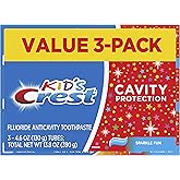 Crest Kid's Cavity Protection Toothpaste, Crest Kids Toothpaste, For Children And Toddlers 2+, Sparkle Fun, 4.6 Oz (Pack of 3