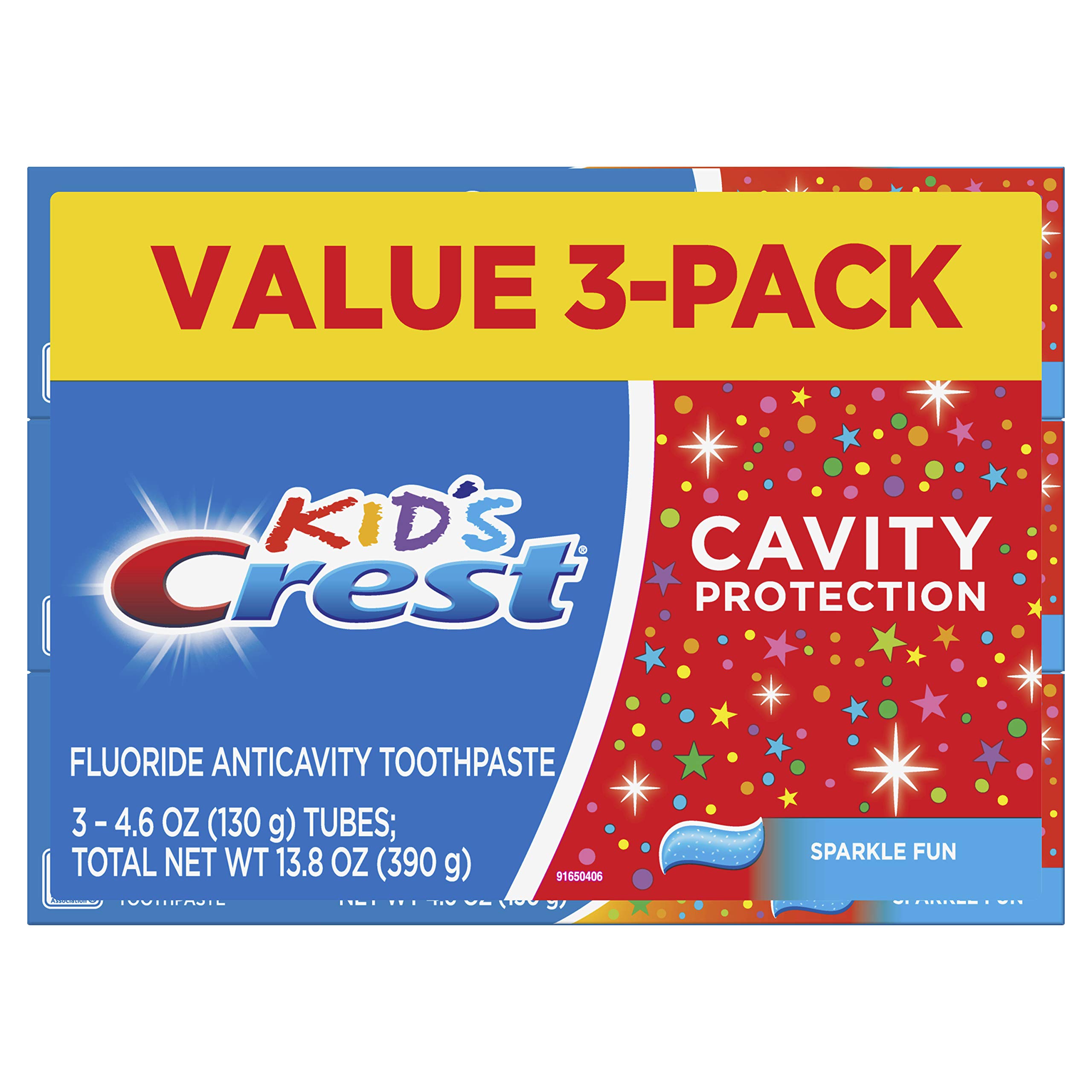 Photo 1 of Crest Kid's Cavity Protection Toothpaste, Crest Kids Toothpaste, For Children And Toddlers 2+, Sparkle Fun, 4.6 Oz (Pack of 3), Toothpaste For Kids, Packaging may vary