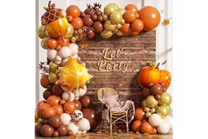 HKYOOD 160Pcs Fall Balloons Garland Arch Kit - Orange Coffee Brown Gold White Sand Boho Latex Balloon for Autumn Birthday Hello Fall Little Pumpkin Baby Shower ThanksGiving Themed Party Decorations