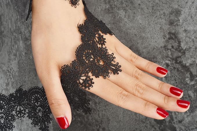 Full Drei (3) Meter lang Vintage asiatischen Stil schwarz bestickt Spitzenbesatz Band ca. 5,50 cm Breite (schwarz ws80991)