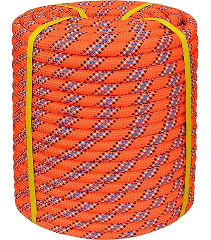3/4 Inch Arborist Tree Pulling Rope - 100 Feet Tree Swing Rope For Rigging, Outdoor Use - High Strength Double Braided Polyester 72 Strands - Black