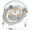 Ingenuity InLighten Baby Bouncer Seat with Light Up-Toy Bar and Bunny Tummy Time Pillow Mat - Kitt, Newborn and up