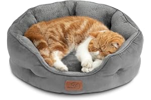 Bedsure Small Dog Bed, Round Pet Bed for Cats and Small Dogs – Machine Washable Cat Beds - Anti-Slip Bottom - All Season Ultr