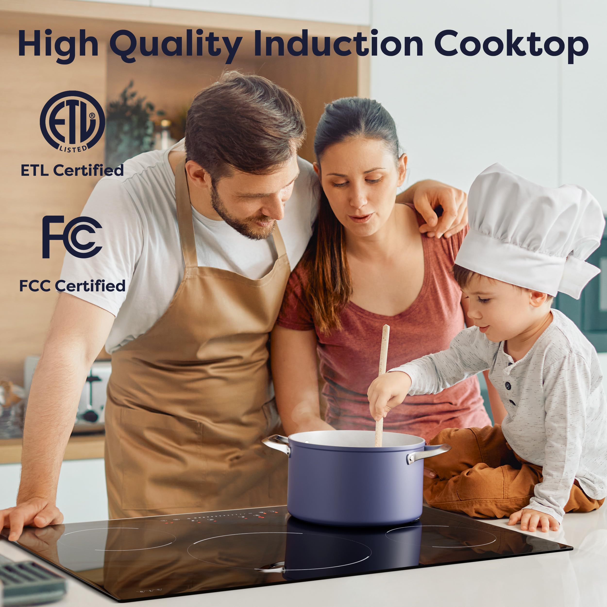 CIARRA 30 inch Induction Cooktop 4 Burners, 8200W Built-in Induction Stovetop with Booster, Timer & Safety Lock