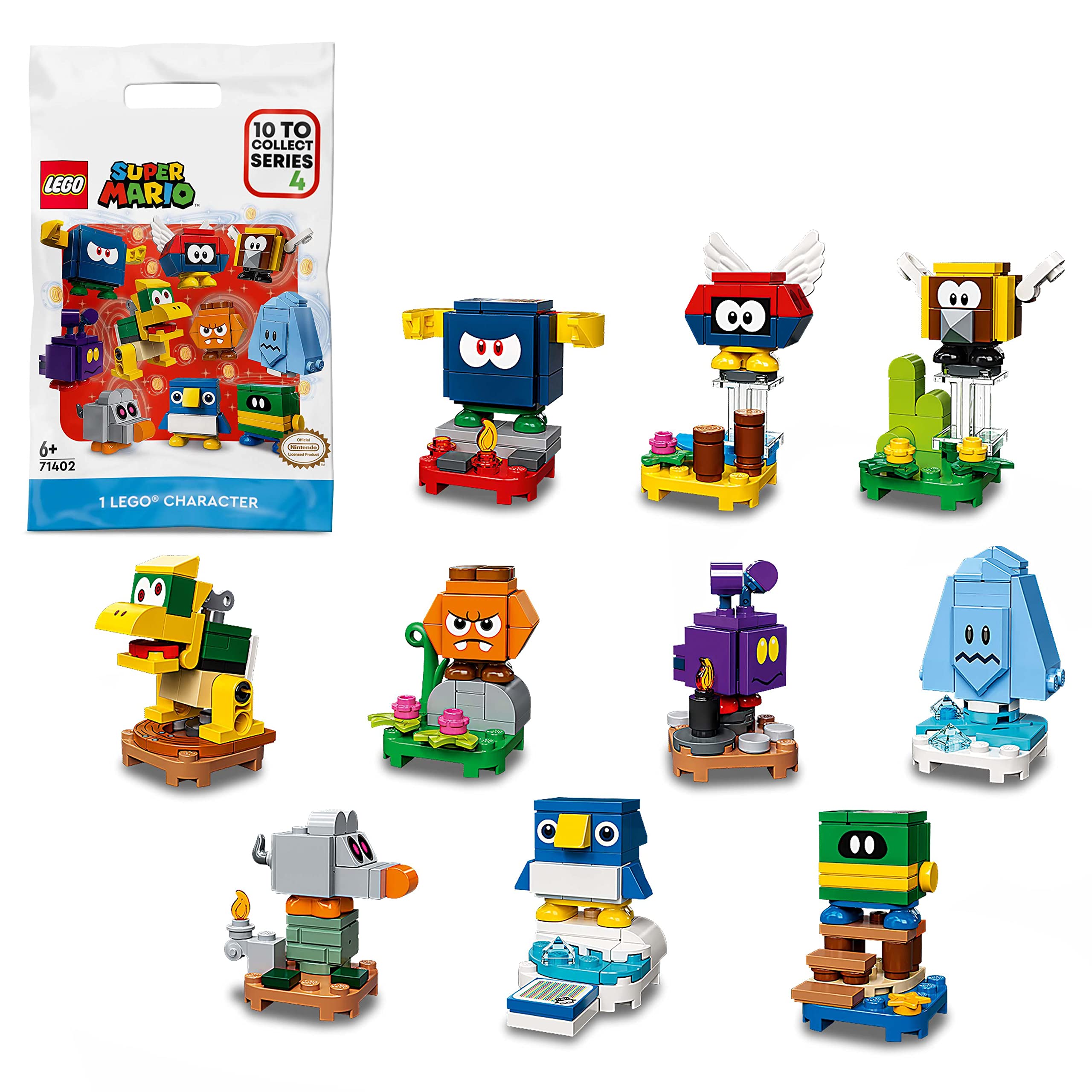 LEGO 71402 Super Mario Character Packs Series 4 Set, Collectible Toy Figures with Action Tags, 1 Unit (Style Picked At Random)