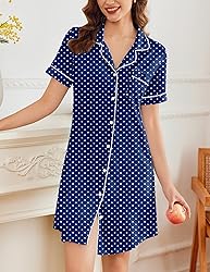 Ekouaer Nightgowns for Women Button Down Sleepshirt