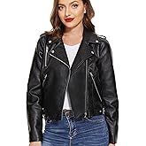 Fahsyee Faux Leather Jacket for Women, Vegan Jackets Moto Biker Motocycle Coat