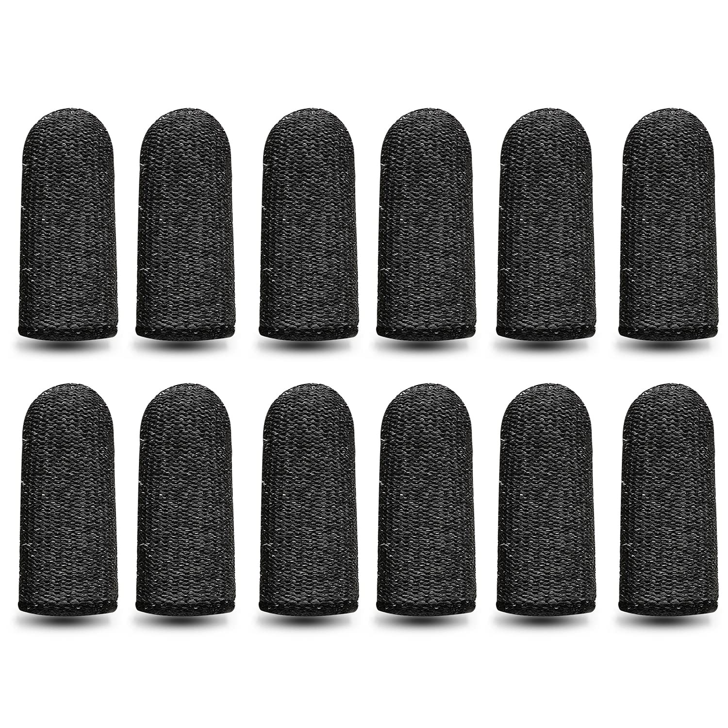 RIVIEVAL 12 Pieces Finger Cots, Reusable Thumb Protector Non Slip Finger Protectors Breathable Finger Cots Cut Resistant Protection for Work, Kitchen, Garden, Sculpture (Black)…