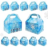 16Pcs Snowflake Party Favor Goodie Bags Treat Boxes Snowflake Castle Gift Boxes for Winter Snow Party Supplies(5.9 x 3.5 x 3.5 Inch)