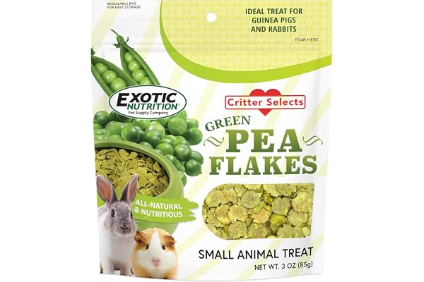 Exotic Nutrition Green Pea Flakes 3oz. - Healthy & Unique Treat - Rat, Degu, Prairie Dog, Chinchilla, Hedgehog, Parrot, Guinea Pig, Rabbit, Hamster