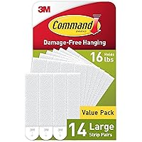 Command Large Picture Hanging Strips, Damage Free Hanging Picture Hangers, No Tools Wall Strips for Living Spaces, 14 White A