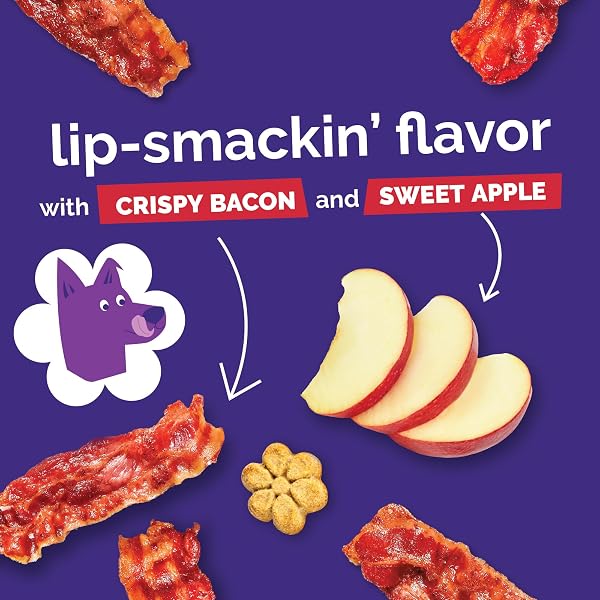FRUITABLES BAKED DOG TREATS, PUMPKIN SNACKS FOR DOGS, LOW CALORIE & DELICIOUS, NO WHEAT, CORN OR SOY, HEALTHY PUPPY TRAINING TREATS, MADE IN THE USA, APPLE AND CRISPY BACON FLAVOR, 7OZ