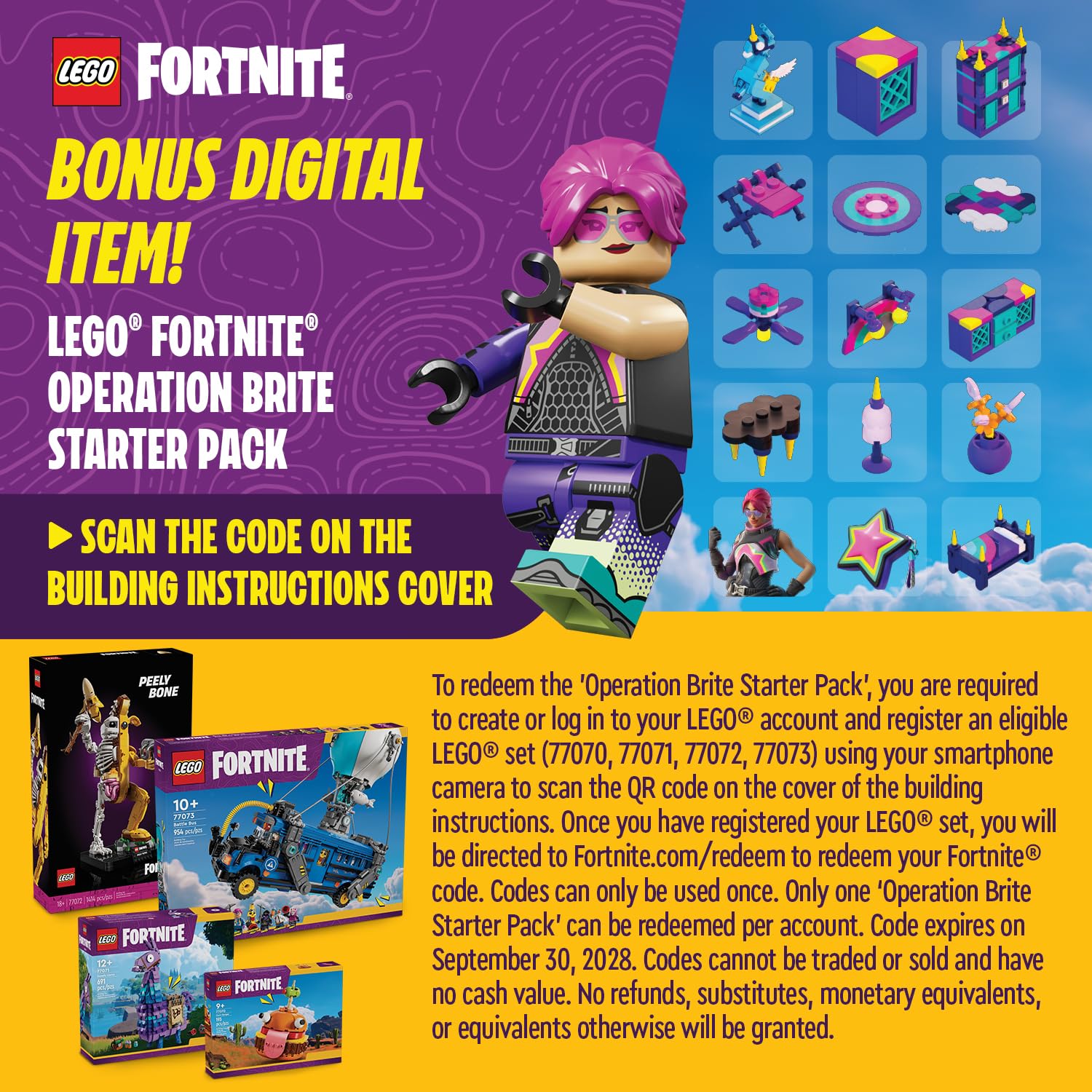 LEGO Fortnite Battle Bus - Juguete Fortnite coleccionable para niños, niños y niñas, mayores de 10 años - Set de juego de simulación con 9 minifiguras del videojuego - Ideas de regalos para fanáticos - 77073