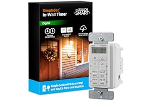 myTouchSmart In-Wall Digital Timer, 4 Programmable On/Off Buttons, 2 Easy On/Off Buttons, 24 Hour Daily Cycles, Blue LED Indicators, with Battery Backup, for Indoor/Outdoor Lights, Fans, 26893