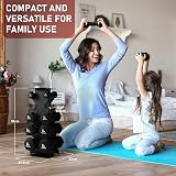 PhysKcal 30kg All Black Dumbbell Set 5 Pairs with Steel Rack view 6