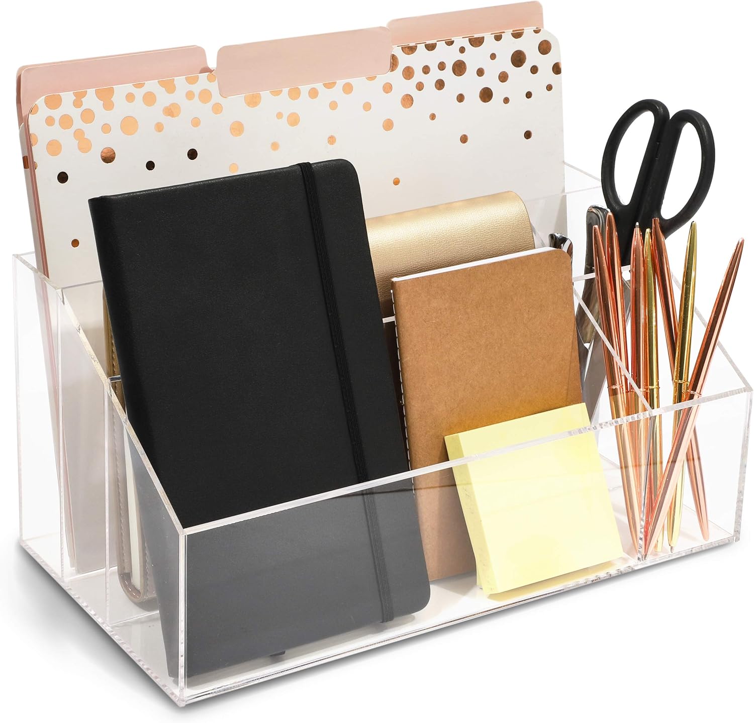 Clear Acrylic Desk Organizer for Home or Office Organization (12.3 x 6.7 x 6 In): Home Improvement