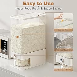 GUDEMAY Rice Dispenser with Measuring Cup and Fresh