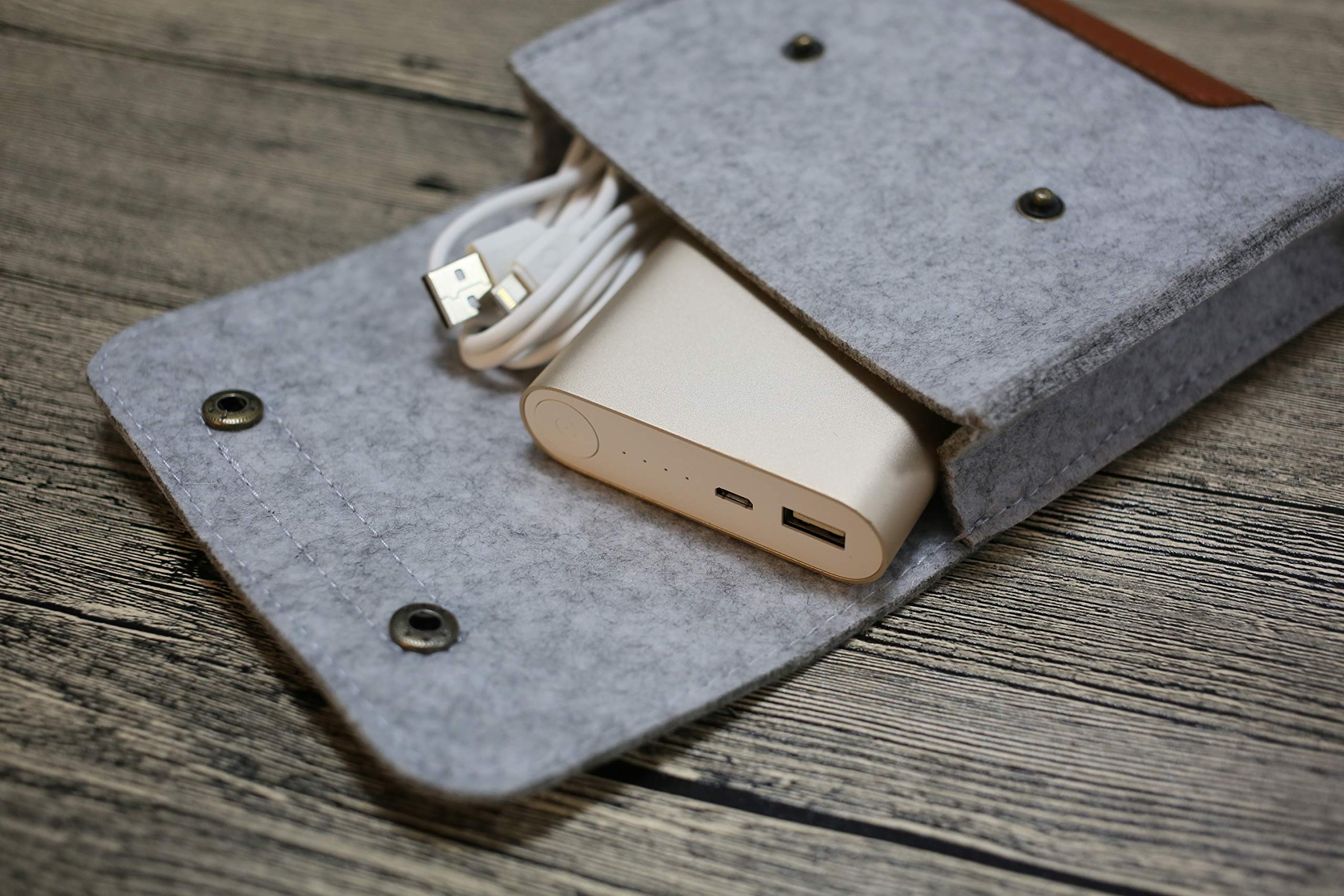 Lazyaunti Felt Cable Hard Drive Power Bank Bag Organizer Adapter Electronics Accessories Gear Storage Travel Pouch