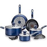 T-fal B037SE64 B037SE Excite ProGlide Nonstick Thermo-Spot Heat Indicator Dishwasher Oven Safe Cookware Set, 14-Piece, Blue