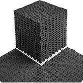 MAXWAVE 18 Pack 12" x 12" Modular Interlocking Floor Mats, Soft PVC Non-Slip Drainage Tiles, Splicing Rubber Cushion Flooring for Deck, Shower, Pool, Basement, Shed, Indoor and Outdoor Use