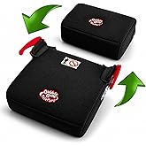 Teleport Car Booster Seat, Robust for Everyday Use, for Kids 5-12 Years Old | Backless Carseat Foldable for Travel - for Kids 49 -60 Inches Tall - Includes Seat Belt Guide, Machine Washable Cover - Black