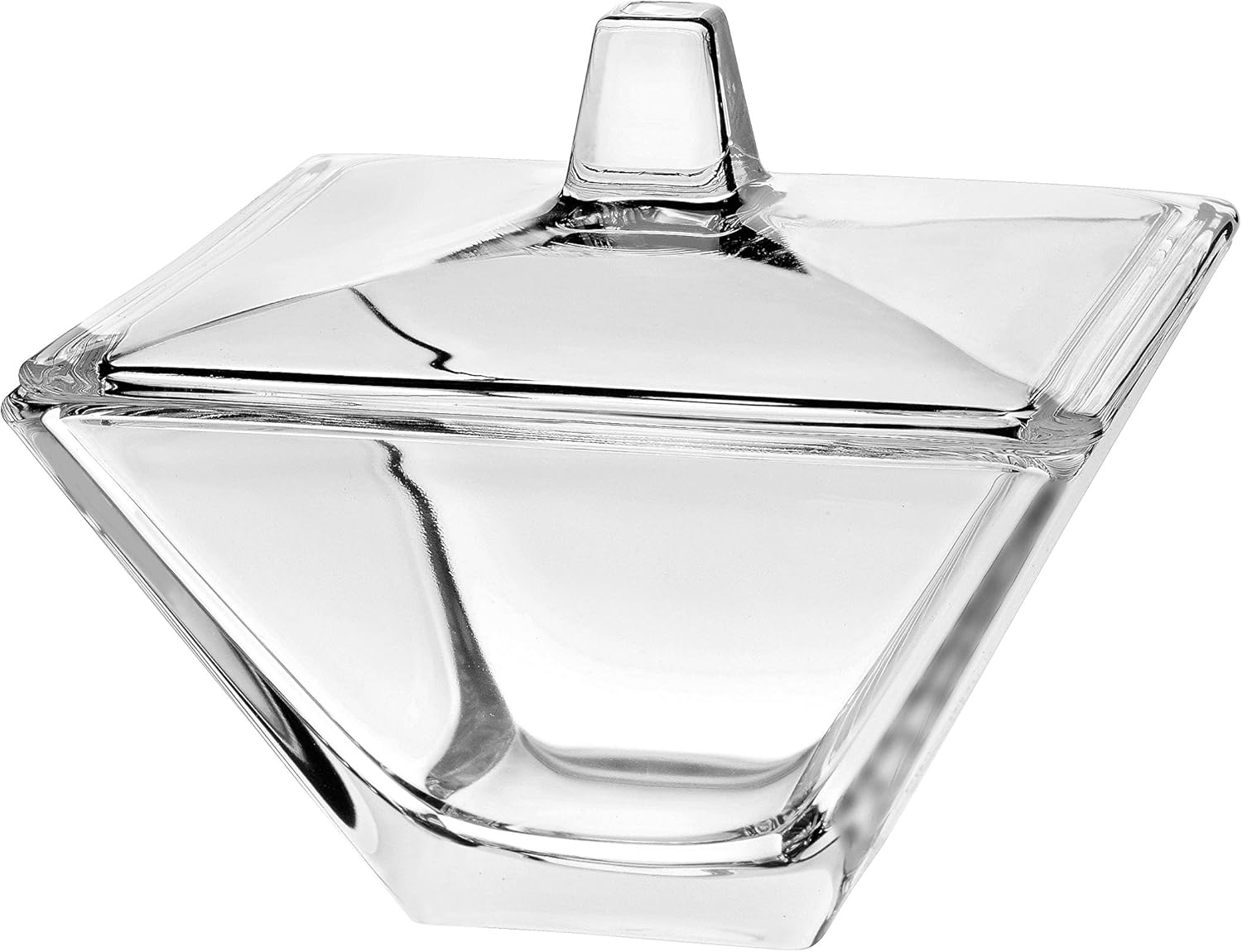 Barski European Glass Square Covered Candy Nut