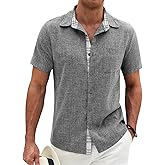NRZD Men's Button Down Shirt Short Sleeve Casual Shirt with Pocket for Beach Summer Holiday Vacation