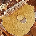Embossed Wooden Rolling Pin, Embossing Rolling Pin for Baking Fondant, Pizza, Pie, Pastry, Pasta, Dough, Cookies, Suitable Christmas, Father and Mother's Gift