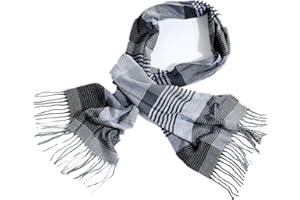 Rdylymx Men's Scarves Classic Arrival Winter Plaid Scarf Tassel Edge Soft Warm Scarf