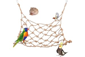 AkNebriax Parrots Climbing Net,Hemp Rope Climbing Net for Birds Small Pets Parrot Perch, Rat Cage Ladder, Hammock Cage Access
