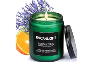 ENCANLIGHT Candles for Home Scented, Sage Citrus Aromatherapy Candles, Natural Soy Jar Candles - 13.6oz 45 Hours Burn, Men and Women Gifts for Home Decor, Yoga Relaxing SPA, Stress Relief