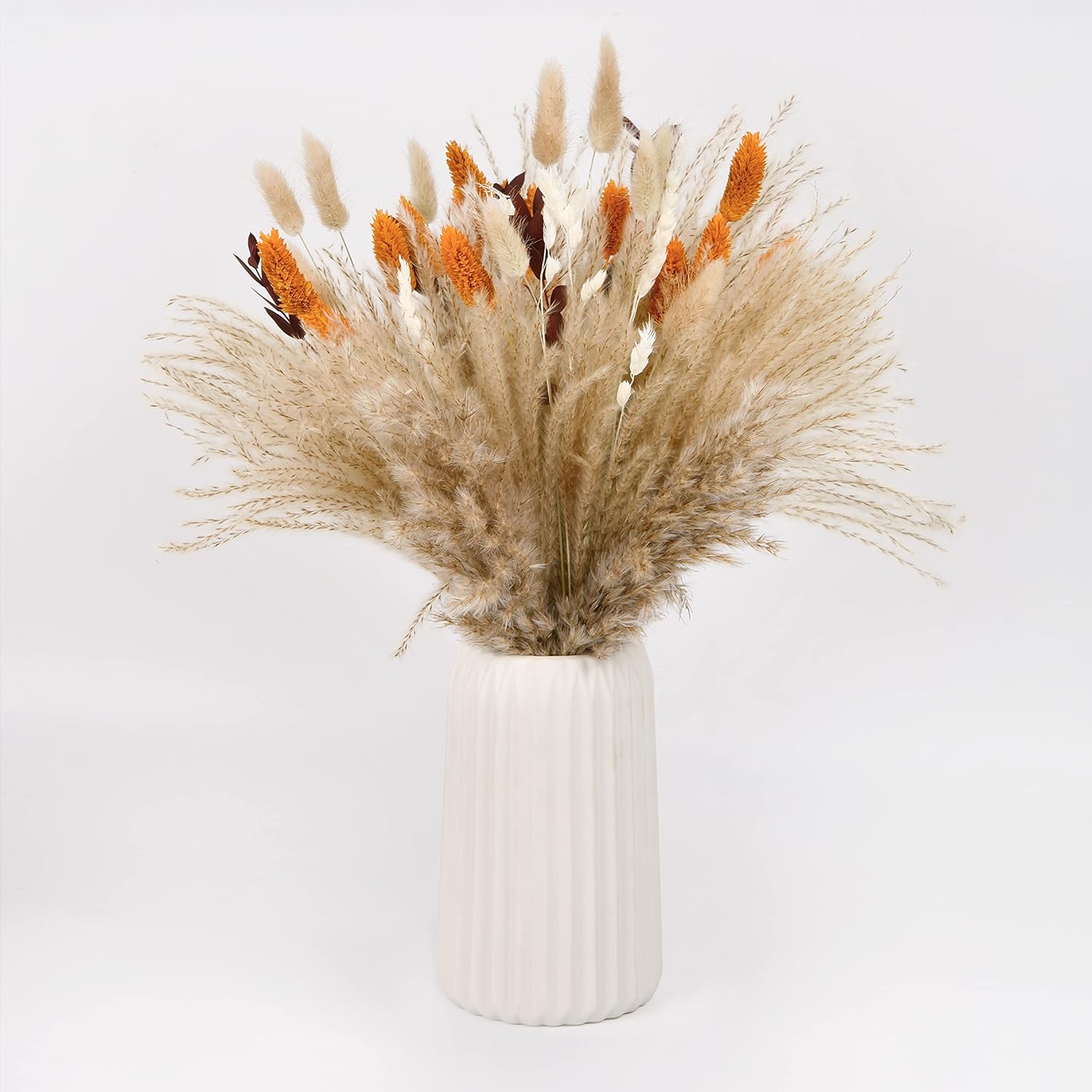 Dried & Preserved Flora - Happyhapi 76PCS Natural Pampas Grass Bouquet Dried Flowers for Vase Centerpiece Table Decor Home Decor Pompas Floral Bouquet for Room Decor Fall Decor