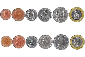 HOBBY OF KINGS Set of 6 Coins from Jamaica: 10, 25 Cents, 1, 5, 10, 20 Dollars. 1994-2018 Older Version