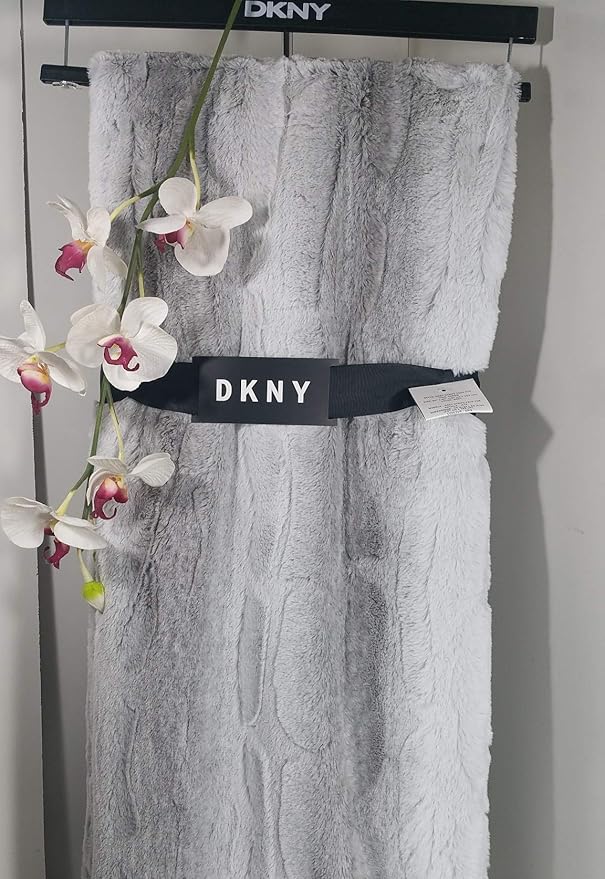 DKNY Bedding Central Park Soft Micromink Snow Leopard Faux Fur Throw