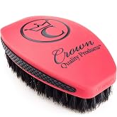 360 Wave Brush, Curved SOFT 100% Boar Bristle, RED VELVET, Waterproof | Contoured Bristles, No-Slip Rubber Grips, Indestructibe Body, Wet or Dry Use, Indented Logo, Travel Size, CQP 2.0 Hairbrush
