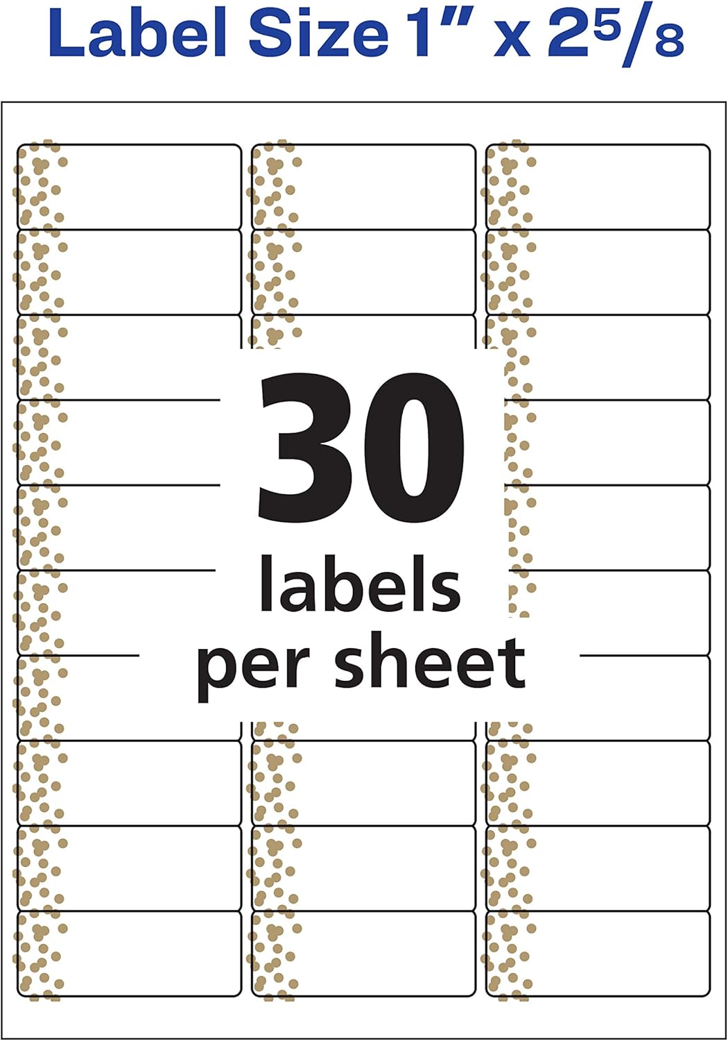 Avery Easy Peel Address Labels, 1" x 2-5/8", Gold Confetti Design, 300 Labels (6539) : Office Products