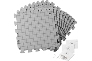 Mr. Pen- Blocking Mats for Knitting & Crochet Projects, 12" x 12", 9 Pack with 150 pcs T-Pins, Gray Aligned Grid Knitting Blocking Mats and Pins, Water & Heat Resistant