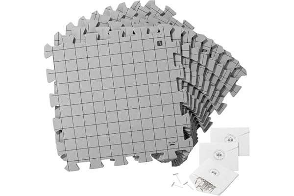Mr. Pen- Blocking Mats for Knitting & Crochet Projects, 12" x 12", 9 Pack with 150 pcs T-Pins, Gray Aligned Grid Knitting Blocking Mats and Pins, Water & Heat Resistant