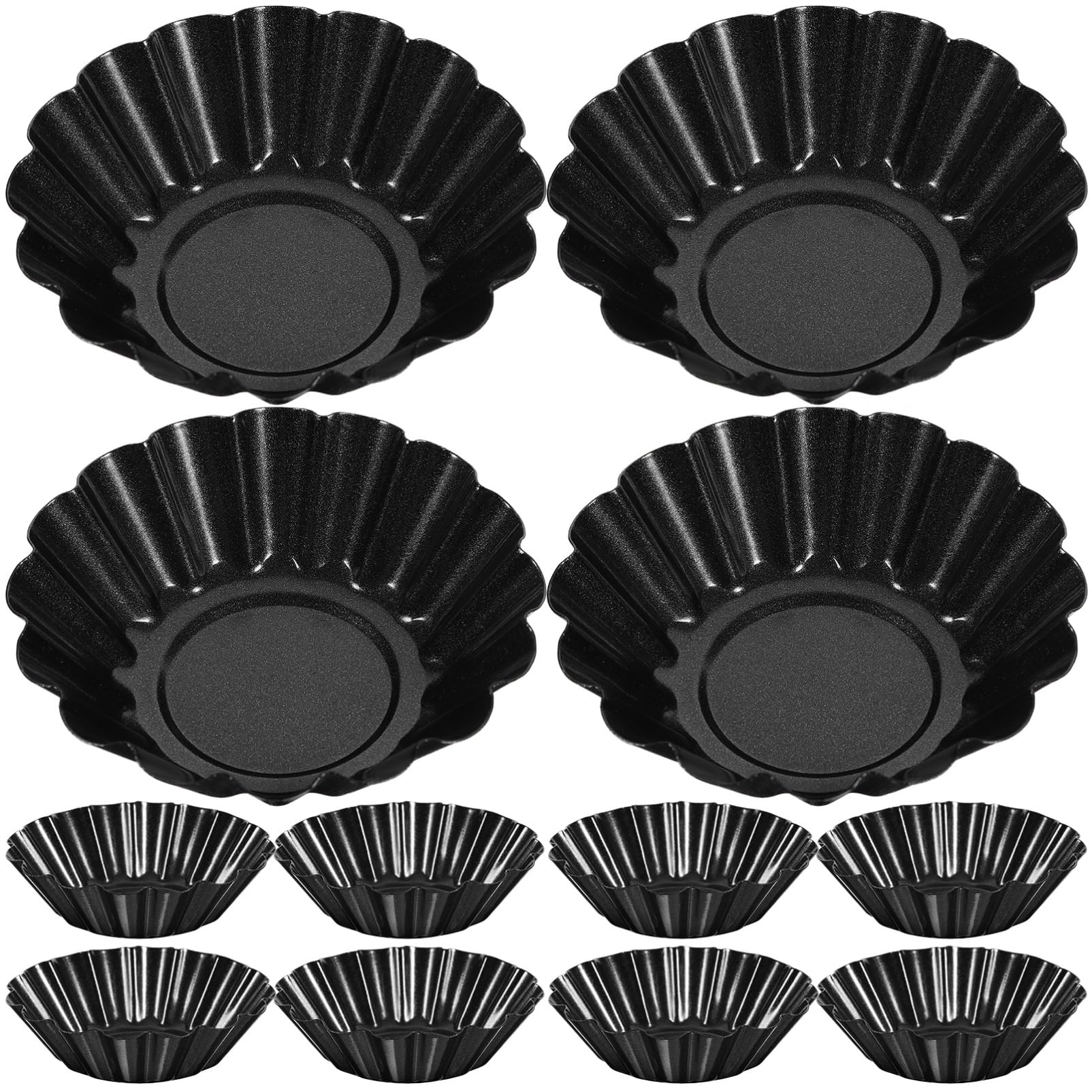 Ciieeo Carbon Steel Egg Tart Mold Set 12Pcs 2.95 Inch Non-Stick Mini Tart Pans for Baking Muffins Cupcakes and Desserts Multi-Purpose Bakeware for Home Kitchen