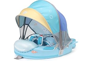 LOGIFTVE Mambobaby Float with UPF 50+ Sun Protection Canopy Big Buoyancy Non-Inflatable Solid Baby Swim Pool Float for Ages 3-24 Months(Submarine Style)